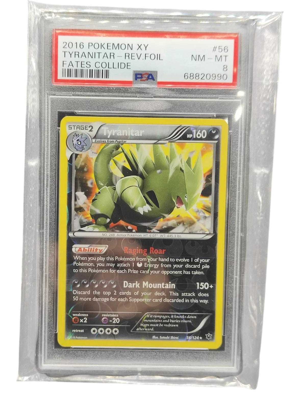 PSA 8 Pokémon TCG Tyranitar Fates Collide 56/124 Holo Holo Rare