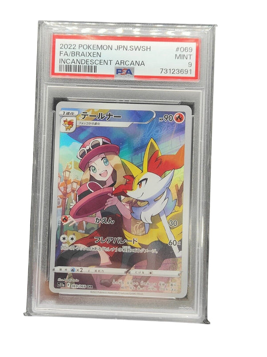 PSA 9 Braixen 069/068 Incandescent Arcana Pokemon