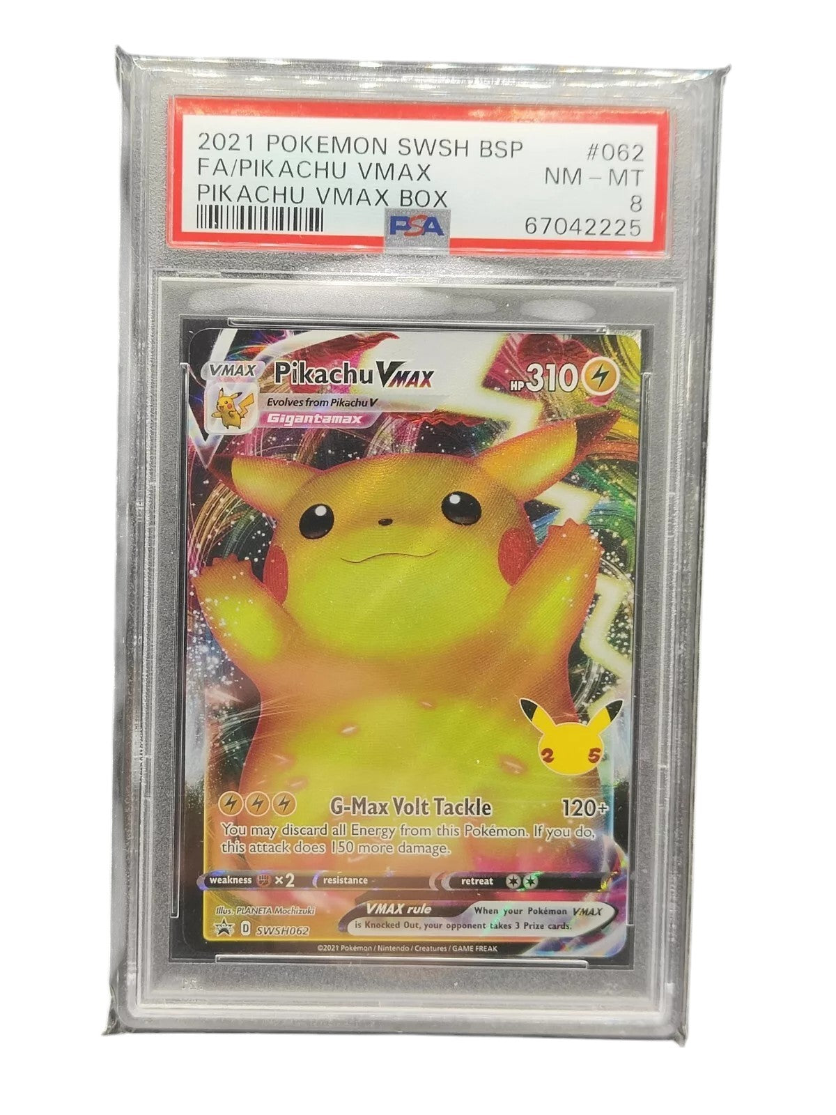 PSA 8 Pokémon TCG Pikachu Vmax Sword & Shield Swsh062 Holo Promo