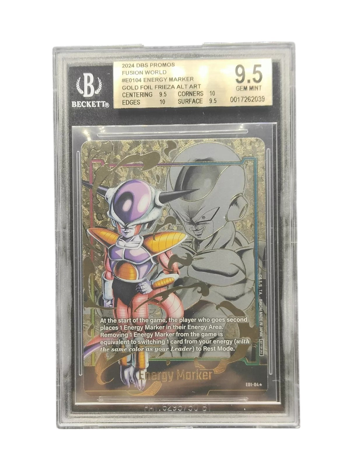 BGS9.5 2024 DBS Promos Fusion World Gold Foil Energy Marker Frieza AltArt E01-04