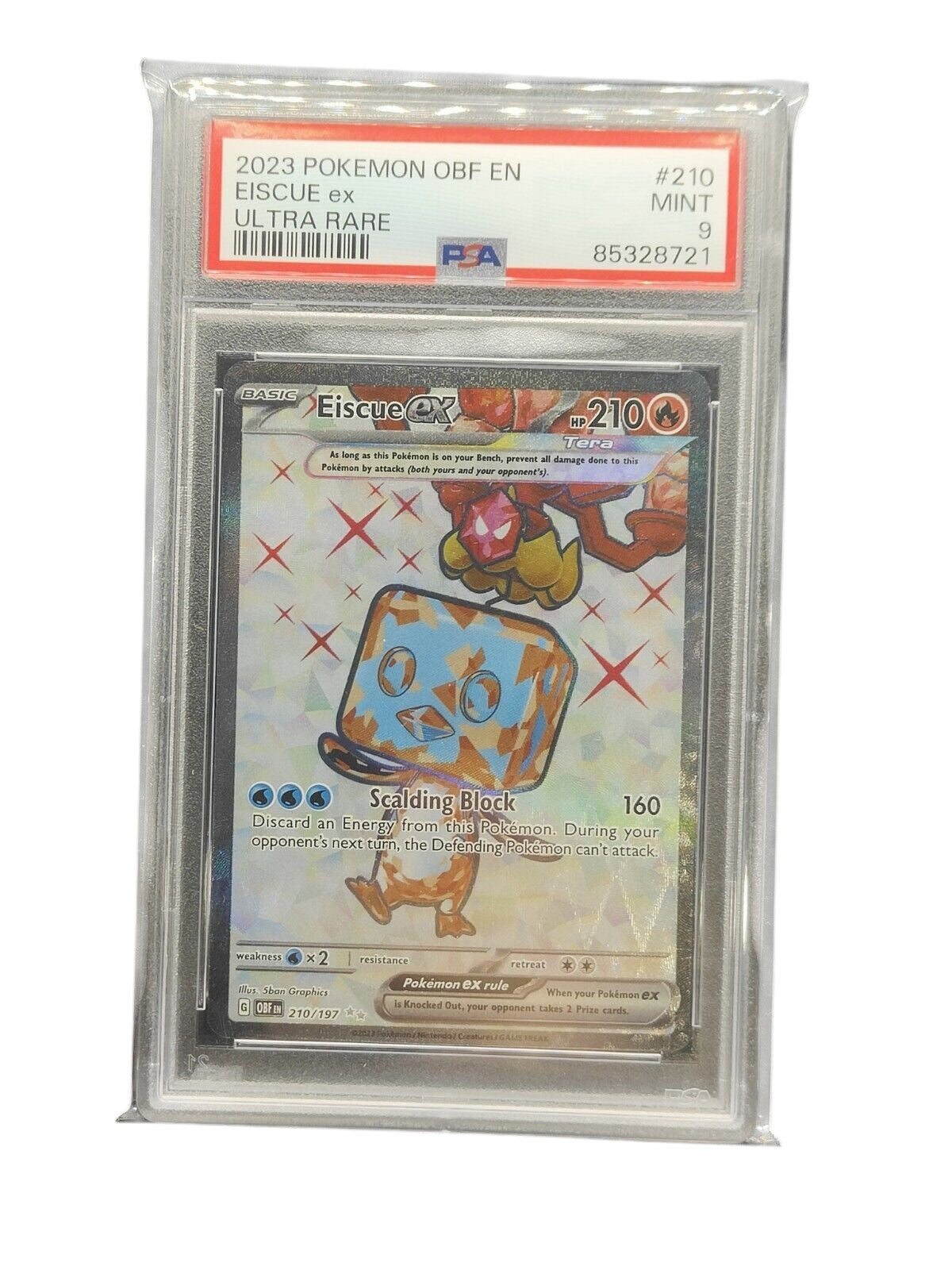 PSA 9 Pokémon TCG Eiscue ex SV03: Obsidian Flames 210/197 Holo Ultra Rare