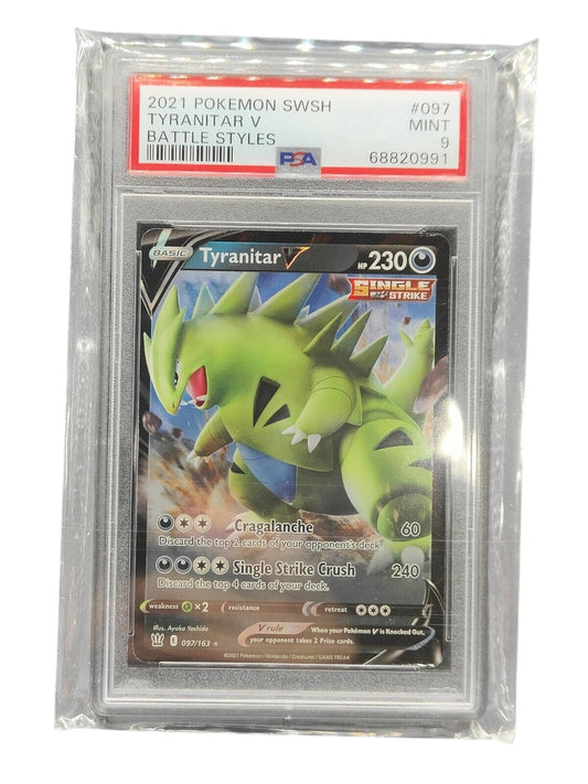 PSA 9 Pokémon TCG Tyranitar V Sword & Shield - Battle Styles 097/163 Holo