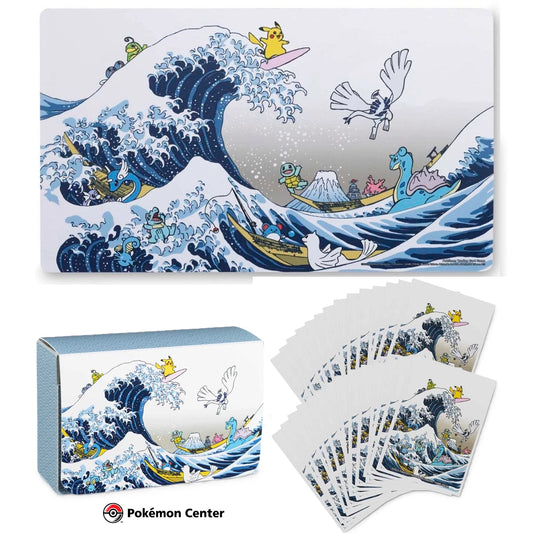 2023 Pokemon Center Great Wave Pikachu And Friends Playmat+Sleeves+Deck Box Set