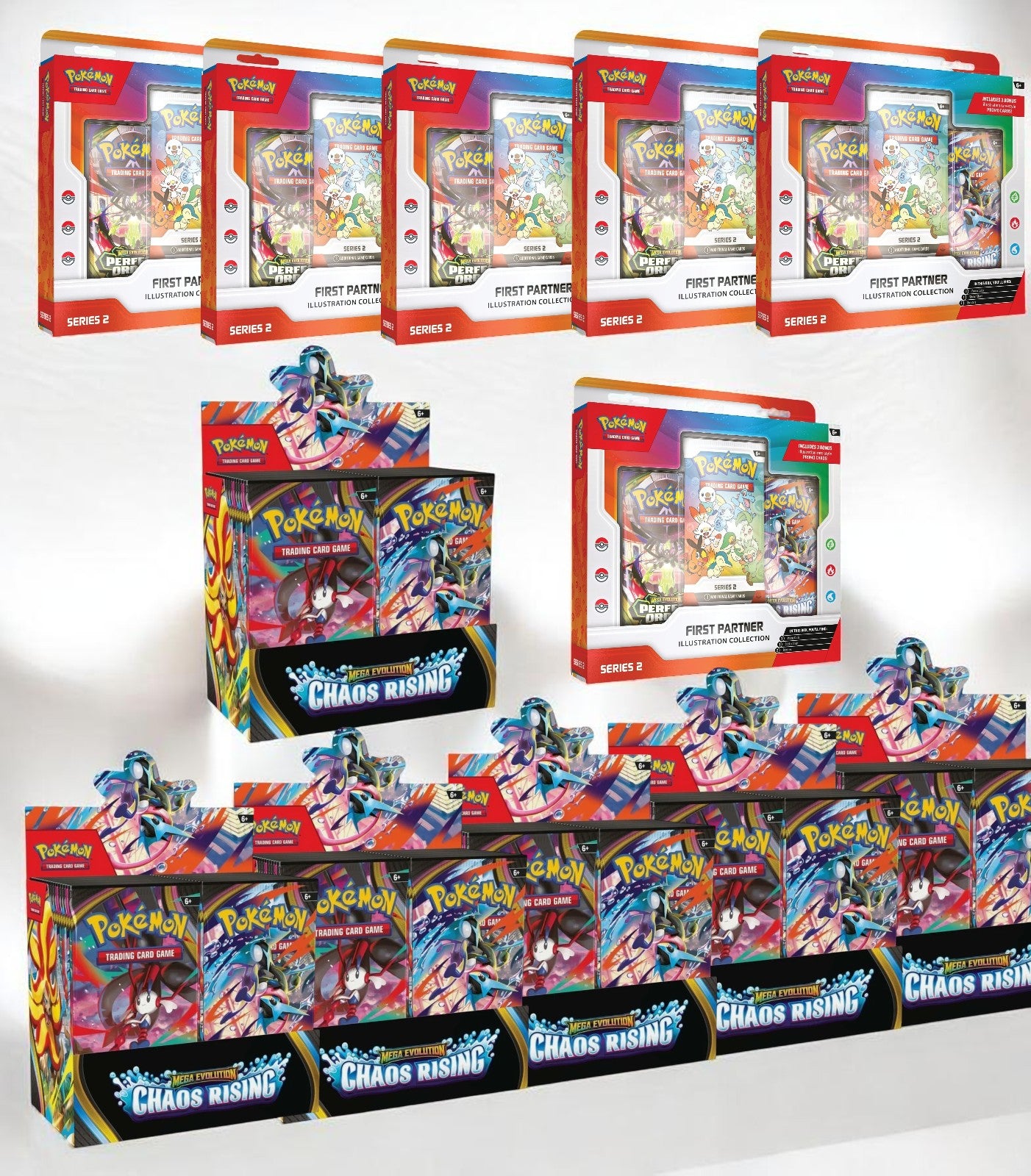 [Pre- Order]Pokemon TCG First Partner Illustration Collection Series 2(Seales Case)+Mega Evolution Chaos Rising Booster(Sealed Case)