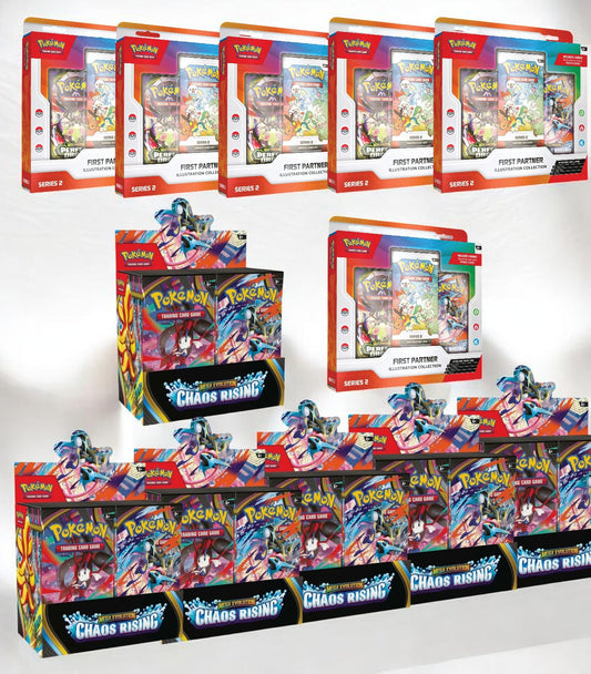 [Pre- Order]Pokemon TCG First Partner Illustration Collection Series 2(Seales Case)+Mega Evolution Chaos Rising Booster(Sealed Case)