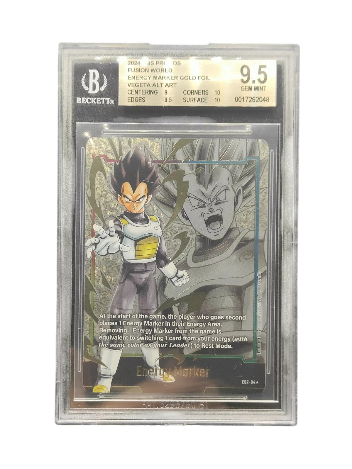 BGS 9.5 2024 DBS Promos Fusion World Gold Foil Energy Marker Vegeta AltArt E02-04
