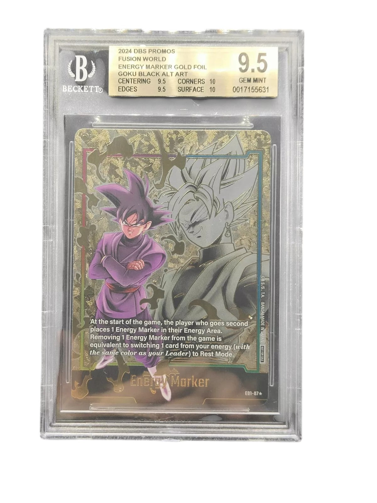 BGS9.5 2024 DBS Promos Fusion World Gold Foil Energy Marker Goku Black AA E01-07
