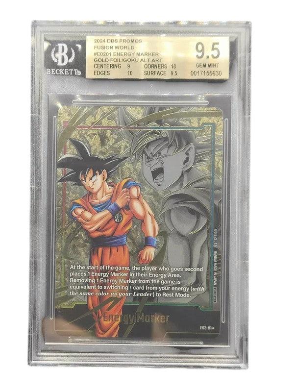 BGS 9.5 2024 DBS Promos Fusion World Gold Foil Energy Marker Goku Alt Art E02-01