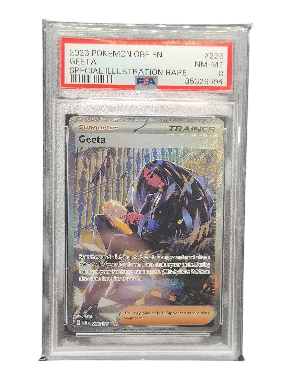 PSA 8 Pokémon TCG Geeta Sv03: Obsidian Flames 226/197 Holo Special Illustration